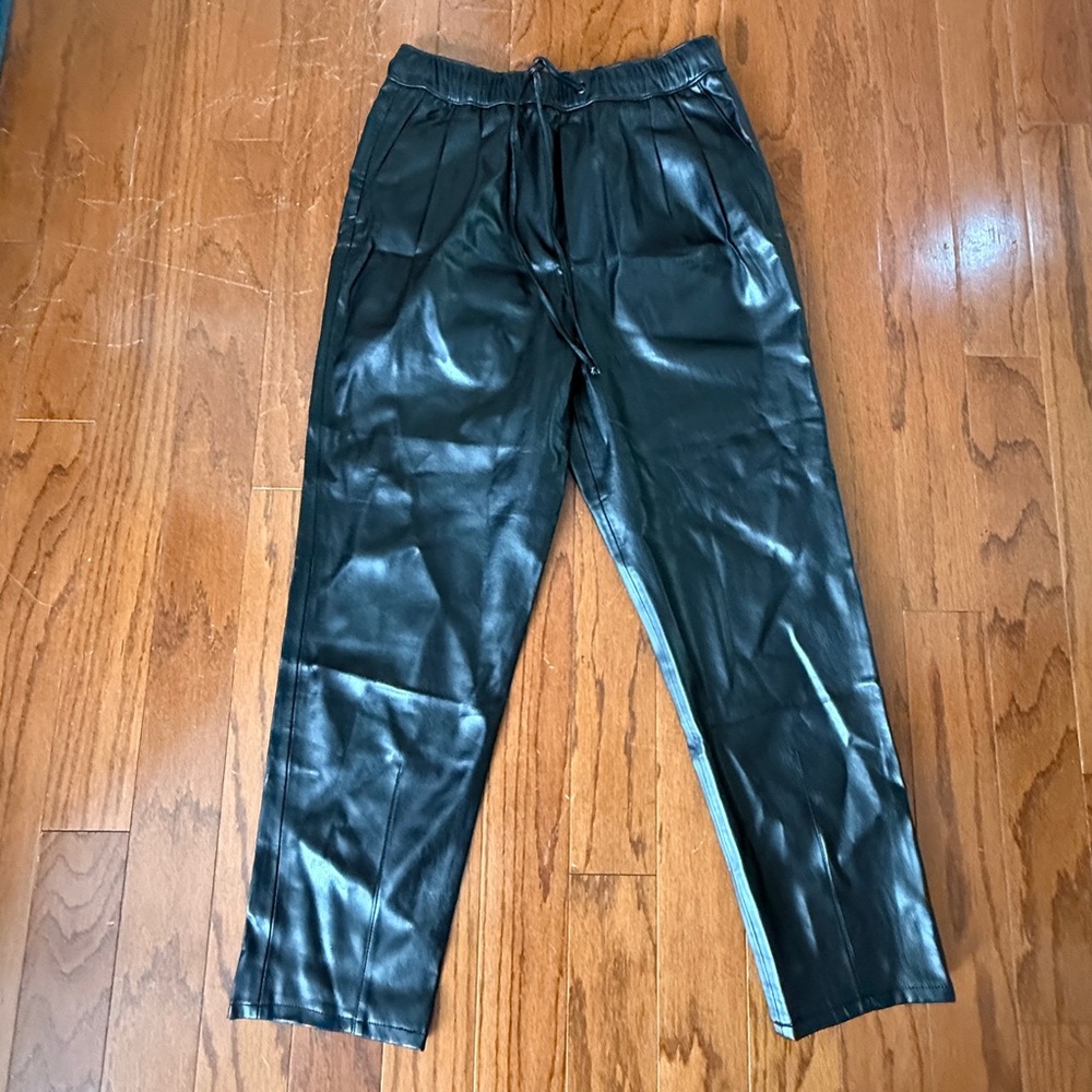 Zara Black Faux Leather Straight Leg Pants